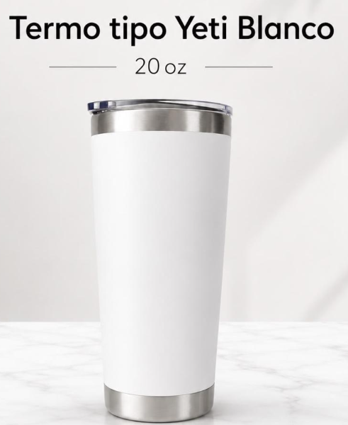 Termo blanco tipo Yeti de 20 onzas